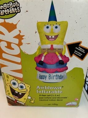 SpongeBob SquarePants Yellow & Pink Birthday Inflatable Decoration